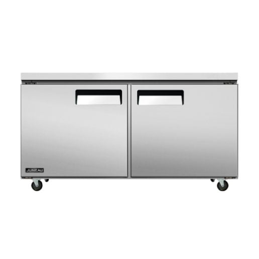Omcan 58016 8.9 cu.ft. 60" Double Door Stainless Steel Undercounter Juneau Refrigerator