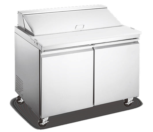 Omcan 59034 9 cu.ft (258 Liter) 36" 2-Door Stainless Steel Aurora Refrigerated Salad/Sandwich Prep Table