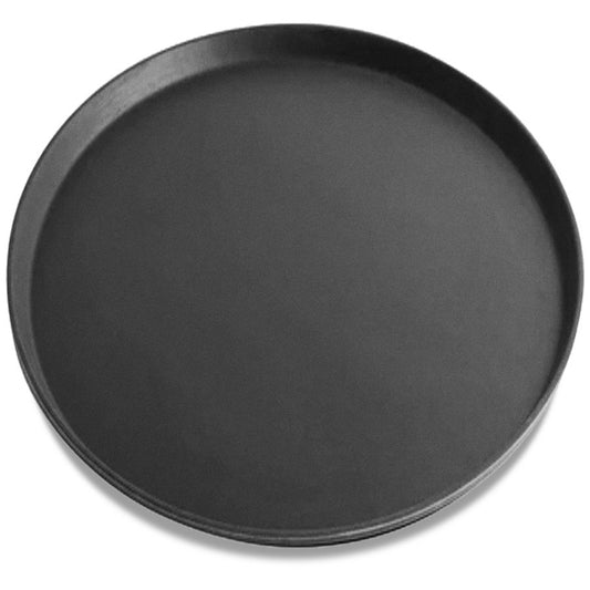 Omcan 80109 14" Black Round Fiberglass Non-slip Service Tray