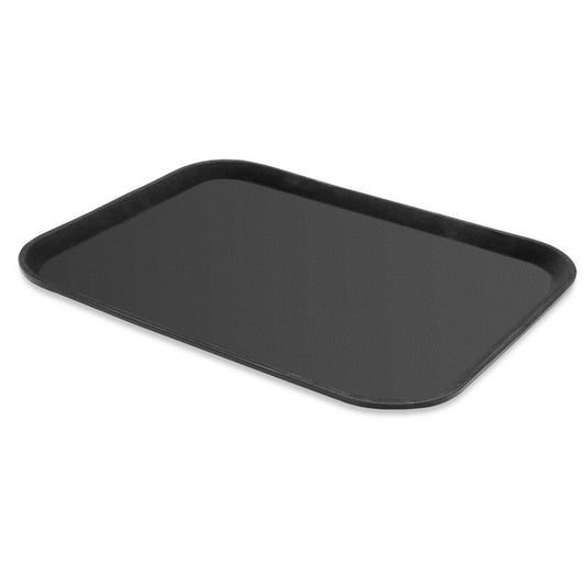 Omcan 80115 18" x 14" Black Rectangular Non-Slip Service Tray