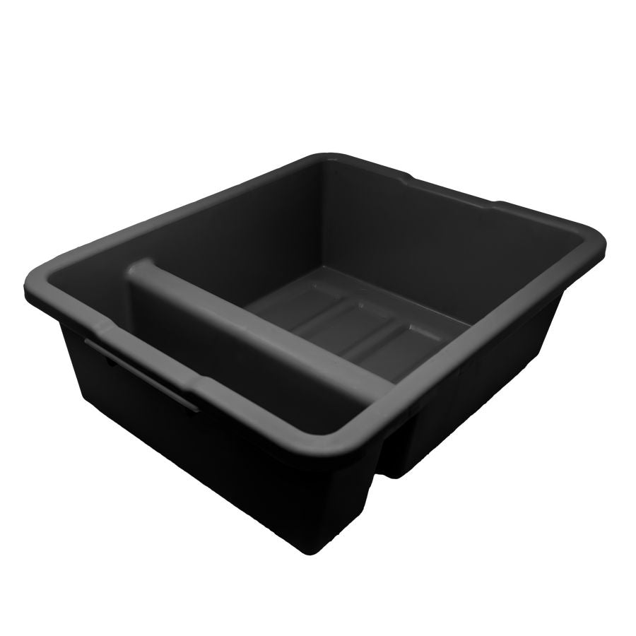 Omcan 81075 21" x 17" x 7" Black Polypropylene Divided Bus Box / Dish Box