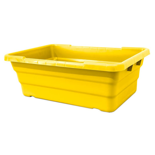 Omcan 81140 25" x 16" x 8-1/2" Yellow Stackable Meat Lug / Tote Box NSF
