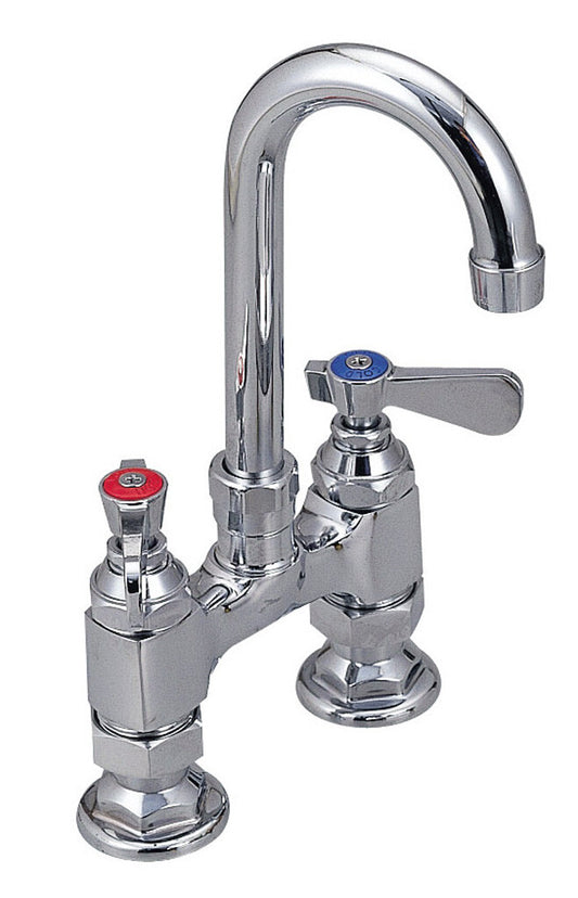BK Resources BKF4HD-8G-G 4" Chrome-Plated Brass O.C. Optiflow Deck Mount Faucet w/ 8" Gooseneck Spout