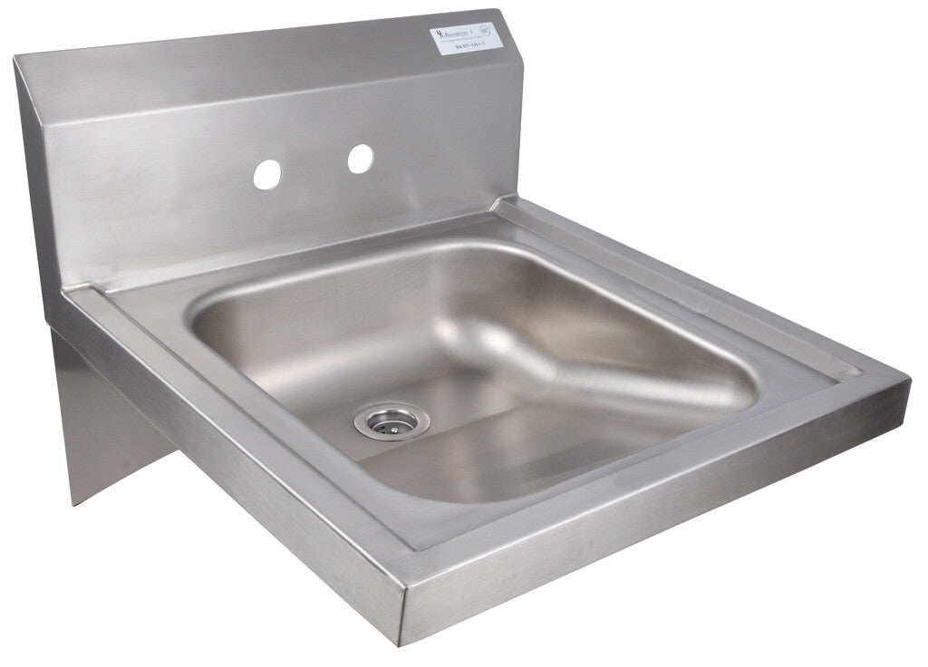 BK Resources BKHS-ADA-S Stainless Steel ADA Hand Sink 2 Holes 16”L x14”W x 5” D Bowl