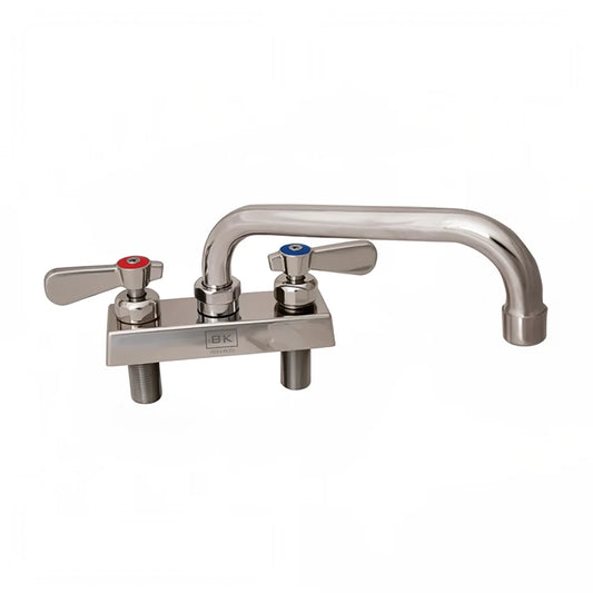 BK Resources EVO-4DM-8 Stainless Steel Evolution 4" Deck Mount Stainless Steel Faucet, 8" Swing Spout