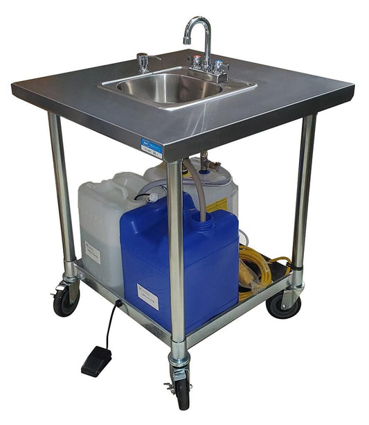 BK Resources MHS-V3030-C-BKD Stainless Steel Mobile Handwashing Sink Cold Water w/ Faucet