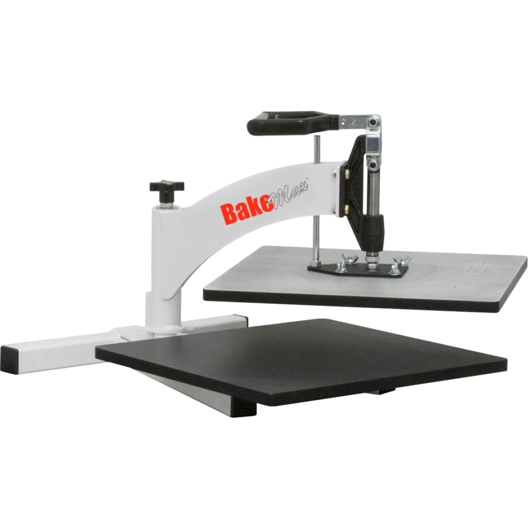 BakeMax BMTXM15CP Countertop White Powder Coated Manual Swing Away Meat Press