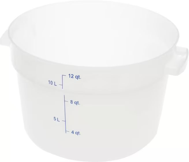 Carlisle 1097702 12 Qt White Round Polyethylene StorPlus Food Storage Container