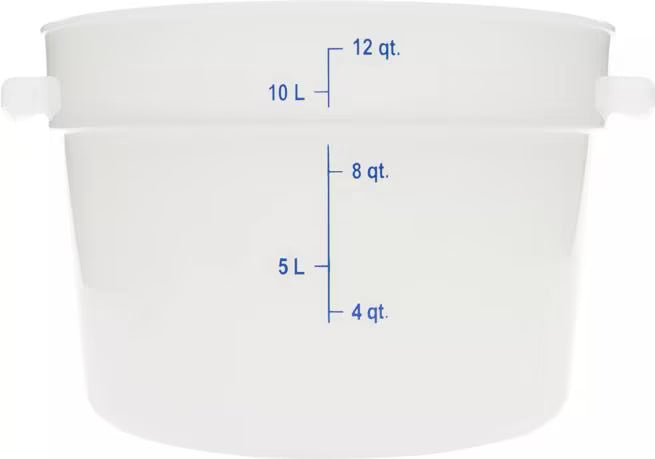 Carlisle 1097702 12 Qt White Round Polyethylene StorPlus Food Storage Container