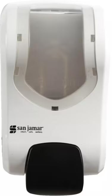 San Jamar S970WHCL 900 mL White/Clear Manual Plastic Summit Rely Soap & Sanitizer Dispenser, Liquid & Lotion