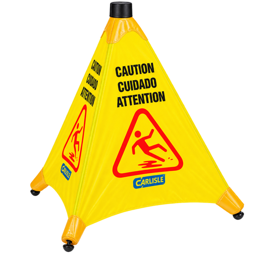 Carlisle 3694204 20" Yellow Nylon Fabric Pop-Up Caution Cone