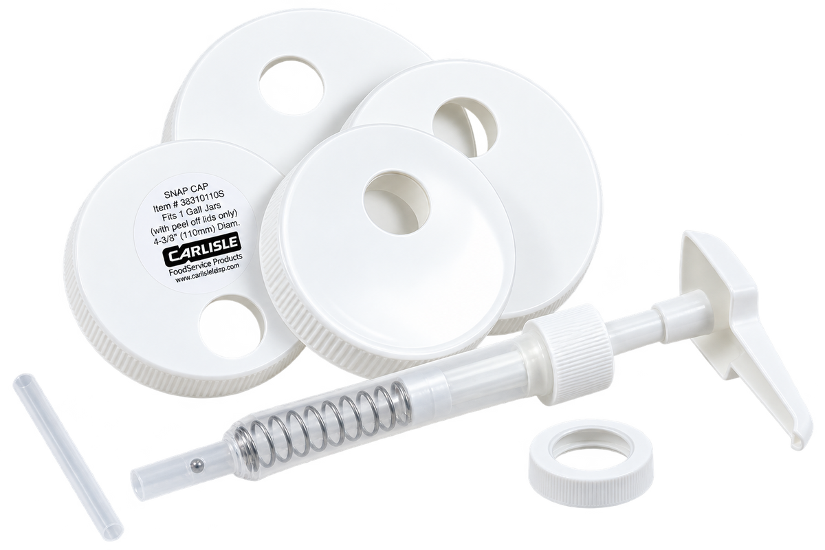 Carlisle 38310 White Polypropylene Pump Kit With Standard Pump & 5 Lids