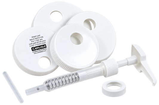 Carlisle 38310 White Polypropylene Pump Kit With Standard Pump & 5 Lids