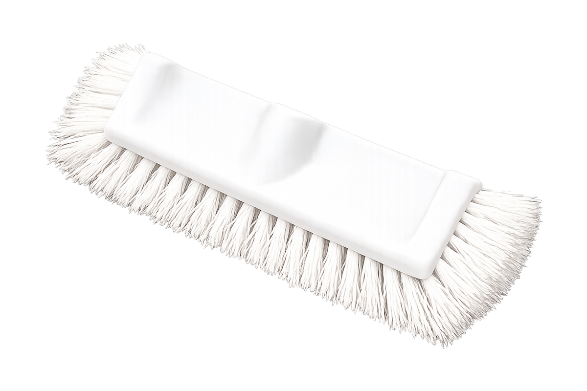 Carlisle 40422EC02 12" White Color Coded Mult-Level Floor Scrub Brush with End Bristles