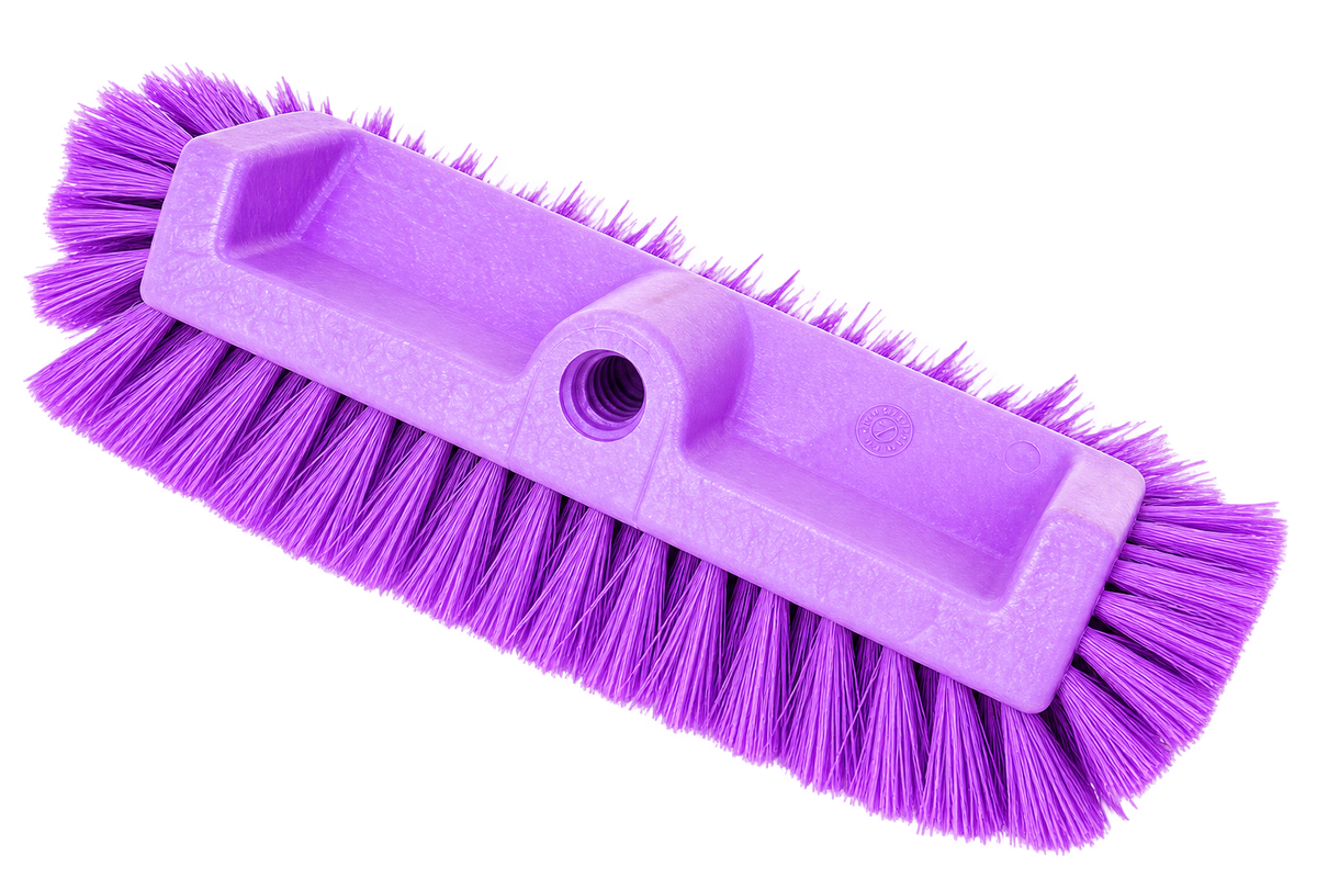 Carlisle 40422EC68 12" Purple Color Coded Mult-Level Floor Scrub Brush with End Bristles