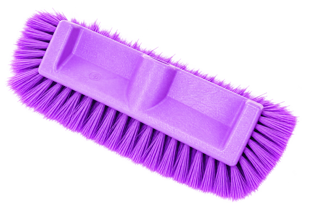 Carlisle 40422EC68 12" Purple Color Coded Mult-Level Floor Scrub Brush with End Bristles
