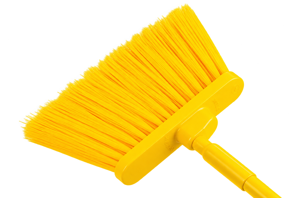 Carlisle 41082EC04 56" Yellow Color Coded Duo-Sweep Flagged Angle Broom
