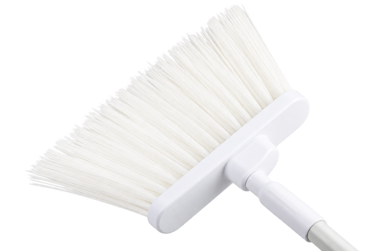 Carlisle 41083EC02 56" White Color Coded Duo-Sweep Unflagged Angle Broom
