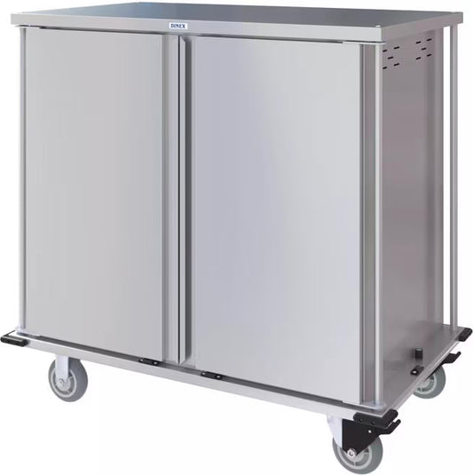 Dinex DXPTQC2T2D32 2 Trays Per Slide 32 Trays Double Door Stainless Steel Totally Quiet Compact Meal Delivery Cart