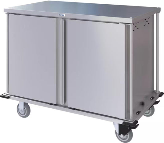 Dinex DXPTQC2T2DPT24 2 Trays Per Slide 24 Trays Double Door Stainless Steel Totally Quiet Compact Meal Delivery Cart