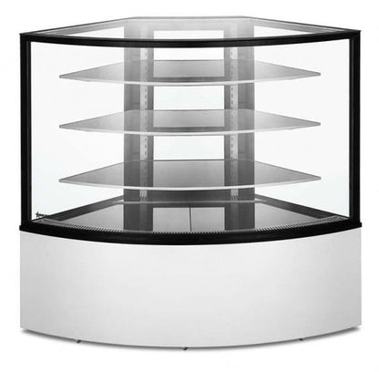 Omcan 47708 12.4 cu.ft (475 L) 59" Glass Floor Refrigerated Corner Display Case