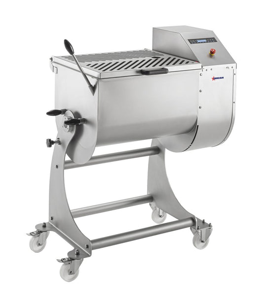 Omcan 48057 265 lb (120 kg) Stainless Steel Heavy-Duty Electrical Meat Mixer with Two Mixing Arms