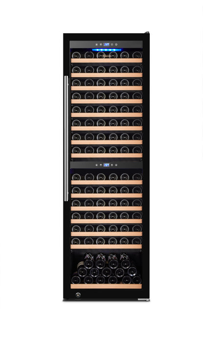 Omcan 48258 181 Bottle 27" Black Full Glass Door Vinovero Dual Zone Wine Cooler