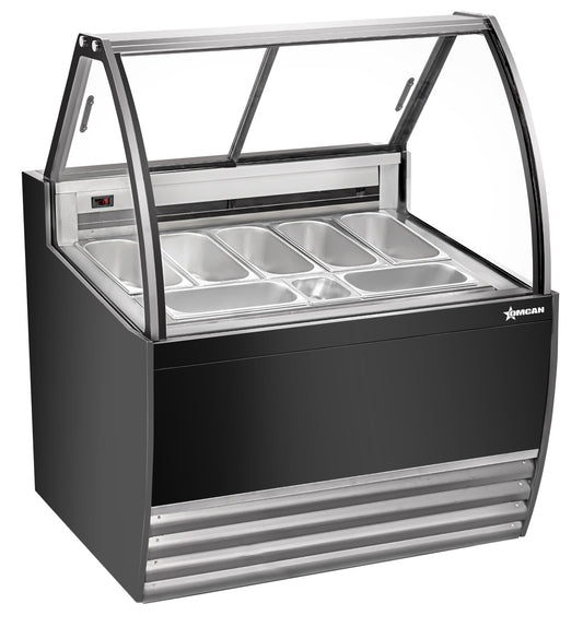 Omcan 49006 41" Gelato Display Showcase (Black Exterior) with 7 Pans
