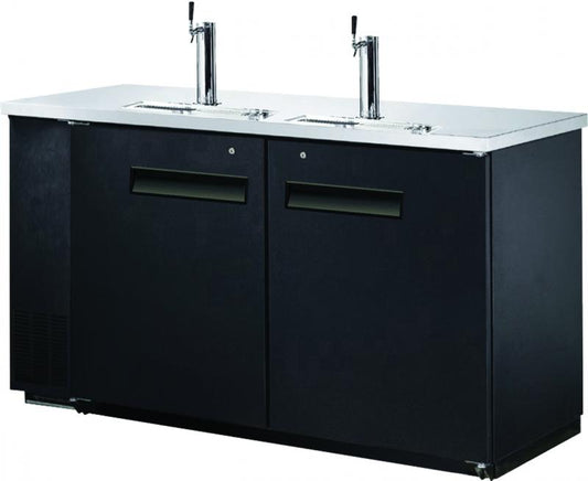 Omcan 50064 61" 2-Door Solid Doors Kegerator / Beer Dispenser with 2 Taps