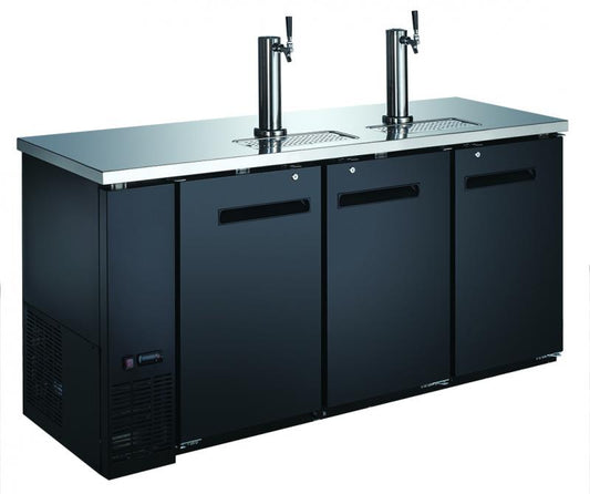 Omcan 50065 73" 3-Door Solid Doors Kegerator / Beer Dispenser with 2 Taps