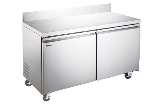 Omcan 50098 15 cu.ft. (425 L) 60" 2-Door Worktop Freezer With Backsplash