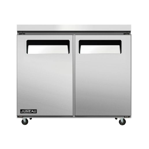 Omcan 58012 4.9 cu.ft. 36" Double Door Stainless Steel Undercounter Juneau Refrigerator