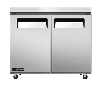 Omcan 58013 4.9 cu.ft./138 L 36" Double Door Stainless Steel Undercounter Juneau Freezer