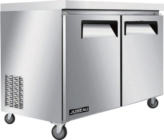 Omcan 58013 4.9 cu.ft./138 L 36" Double Door Stainless Steel Undercounter Juneau Freezer