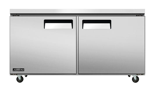 Omcan 58017 8.9 cu.ft./249 L 60" Double Door Stainless Steel Undercounter Juneau Freezer