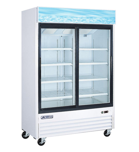 Omcan 59032 45 cu.ft. (1274 L) 54" White 2-Door Glass Door Aurora Refrigerator