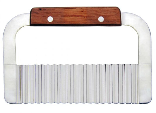 Omcan 80006 7 1/4" Stainless Steel Crinkle Cut Serrator with Wooden Handle
