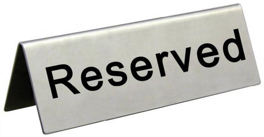 Omcan 80013 4 3/4" x 1 3/4 Stainless Steel 'Reserved' Sign