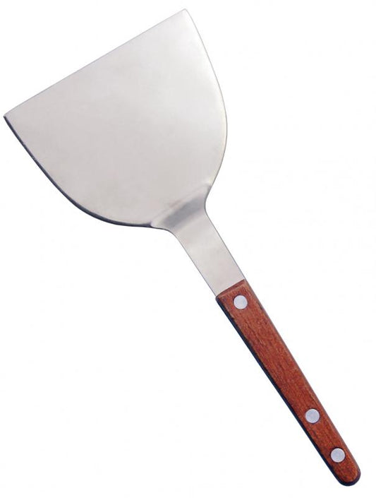 Omcan 80017 Stainless Steel Satin Kitchen Teppanyaki Turner with Wooden Handle