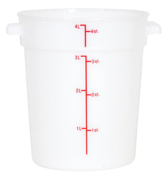 Omcan 80187 4 Qt White Round Polypropylene Food Storage Container