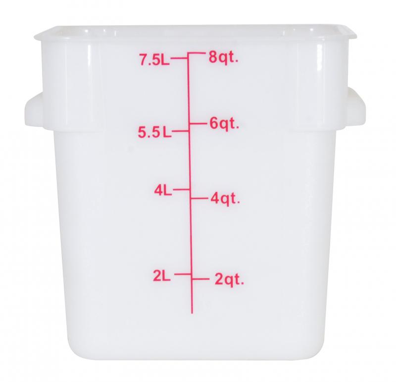 Omcan 80190 8-Qt White Square Polypropylene Food Storage Container