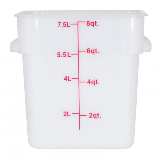 Omcan 80190 8-Qt White Square Polypropylene Food Storage Container
