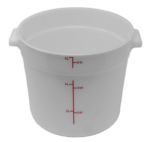 Omcan 80192 6-Qt White Round Polypropylene Food Storage Container