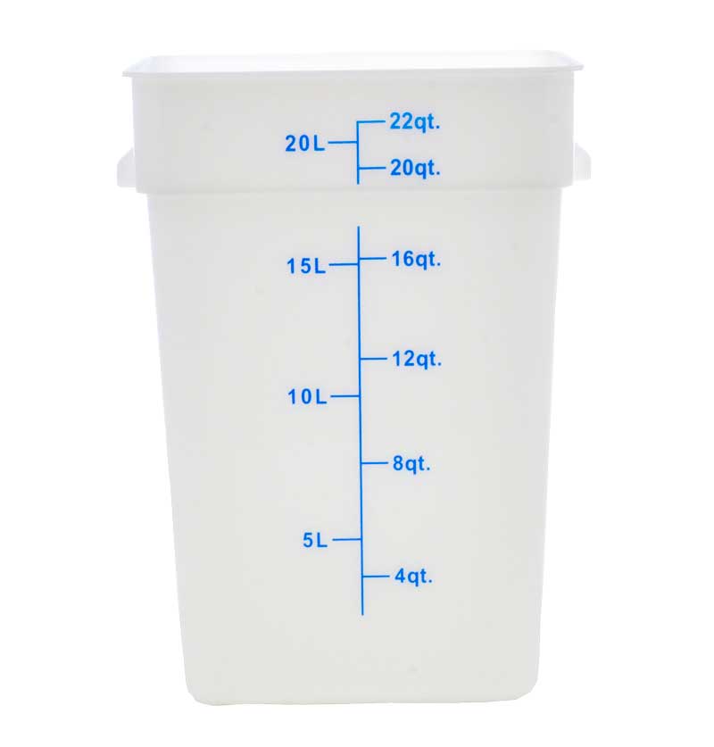 Omcan 80196 22-Qt White Square Polypropylene Food Storage Container
