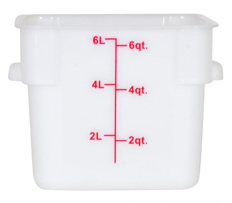Omcan 80204 6-Qt White Square Polypropylene Food Storage Container
