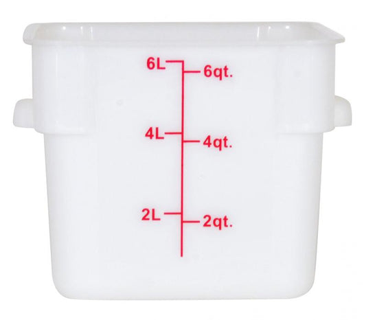 Omcan 80204 6-Qt White Square Polypropylene Food Storage Container