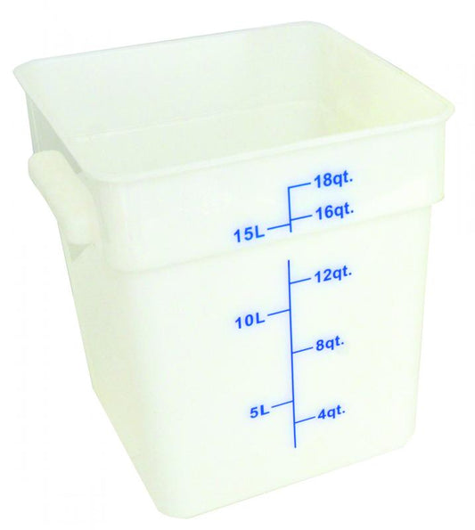 Omcan 80206 18-Qt White Square Polypropylene Food Storage Container
