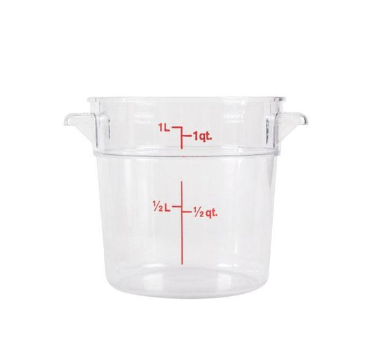 Omcan 80208 1 Qt Clear Round Polycarbonate Food Storage Container