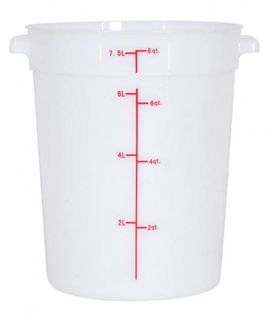 Omcan 80210 8-Qt White Round Polypropylene Food Storage Container