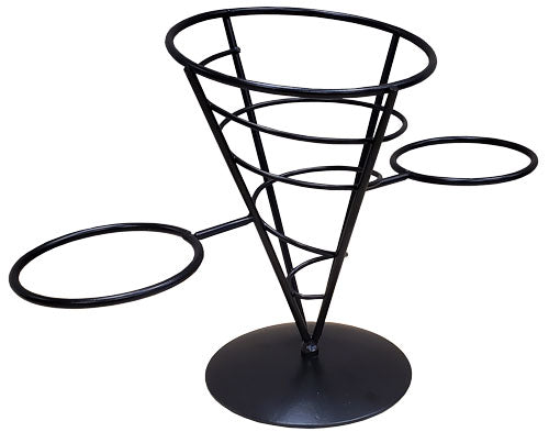 Omcan 80255 1 Cone French Fry holder with Two 2 oz Ramekins Holder